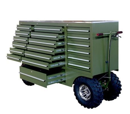 70 pouces d'argent 19 tiroirs armoire à outils lourds avec haut en acier inoxydable et grandes roues