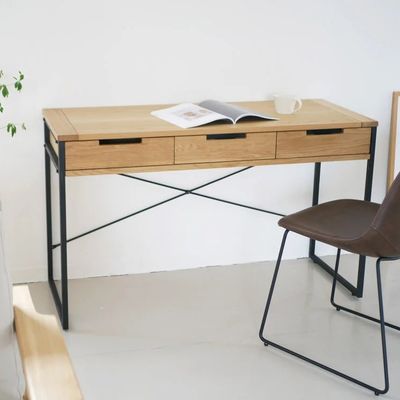 Table à manger à surface en bois pliable en métal pour les besoins de bureau dans le style nord-européen