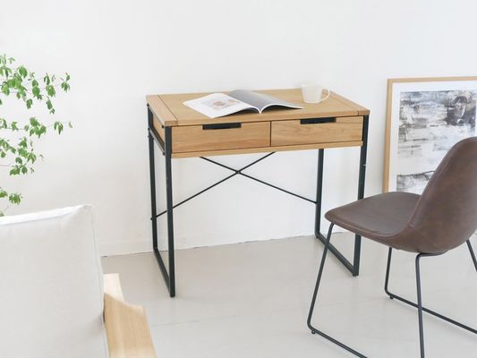 Table à manger à surface en bois pliable en métal pour les besoins de bureau dans le style nord-européen