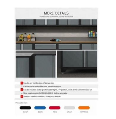 1.0mm 1.2mm 1.5mm Garage armoire à outils métalliques avec tiroirs et serrure Construction durable