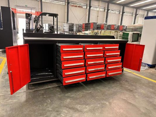 Armoire à outils en acier laminé à froid de 15 tiroirs pour l'organisation d'atelier dans le garage de réparation automobile