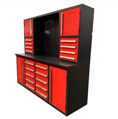 Fonction de stockage Armoire à outils de réparation de voitures lourdes brune avec 18 tiroirs et 4 portes