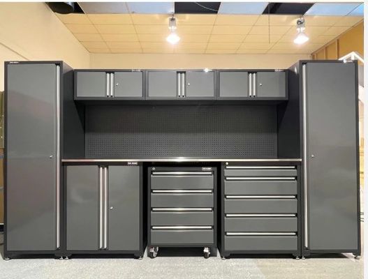 Armoire de rangement de garage à haute hauteur métallique à pieds réglables avec armoire à rouleaux