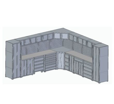 Set de boîte à outils d'atelier de garage avec armoire à outils et banc de travail