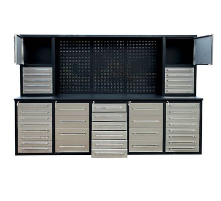 Armoire à outils de garage avec tiroirs et banc de travail d'assemblage en acier laminé à froid