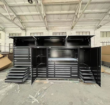 Atelier intérieur armoire à outils à charge lourde montée sur le mur avec plusieurs tiroirs et casiers