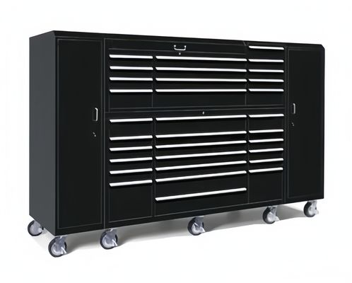 Boîte à outils à rouleaux métalliques de 72 pouces avec poignées en acier inoxydable et boîte à outils de stockage